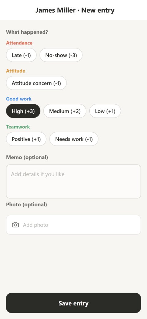 CrewNote — logging with one tap